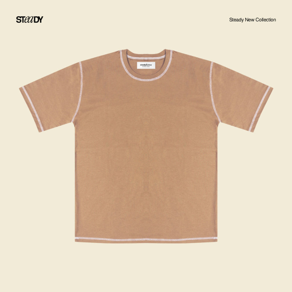 Luke Contrast Stitch Oversized T-Shirt - Brown