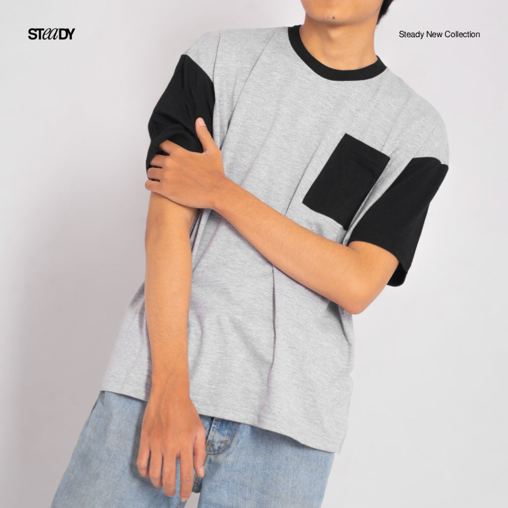 Mark Two Tone Oversized T-Shirt - Grey Black