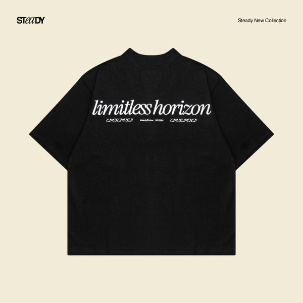 Half Zip Heavyweight 265GSM Oversized T-Shirt - Black