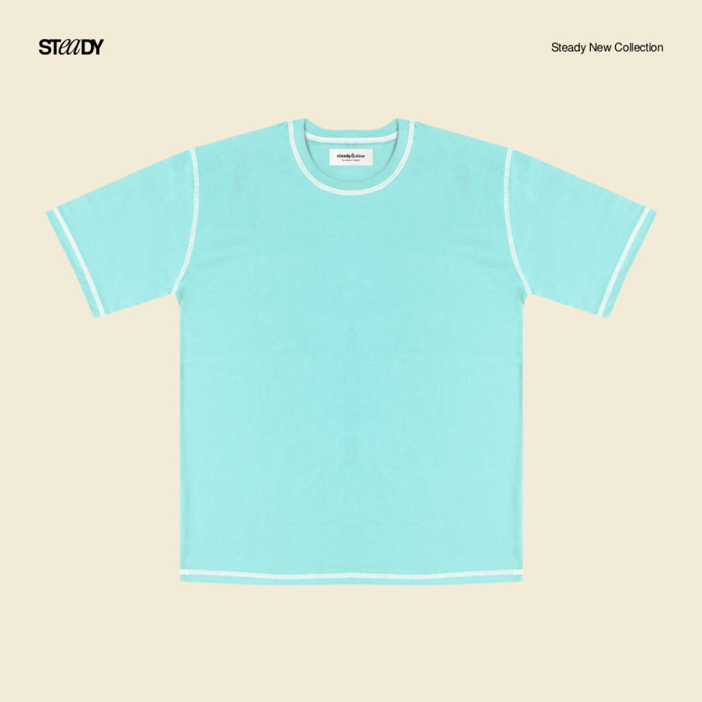 Luke Contrast Stitch Oversized T-Shirt - Mint