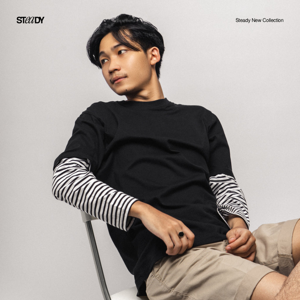 Kurt Double Layer T-Shirt - Black Stripe