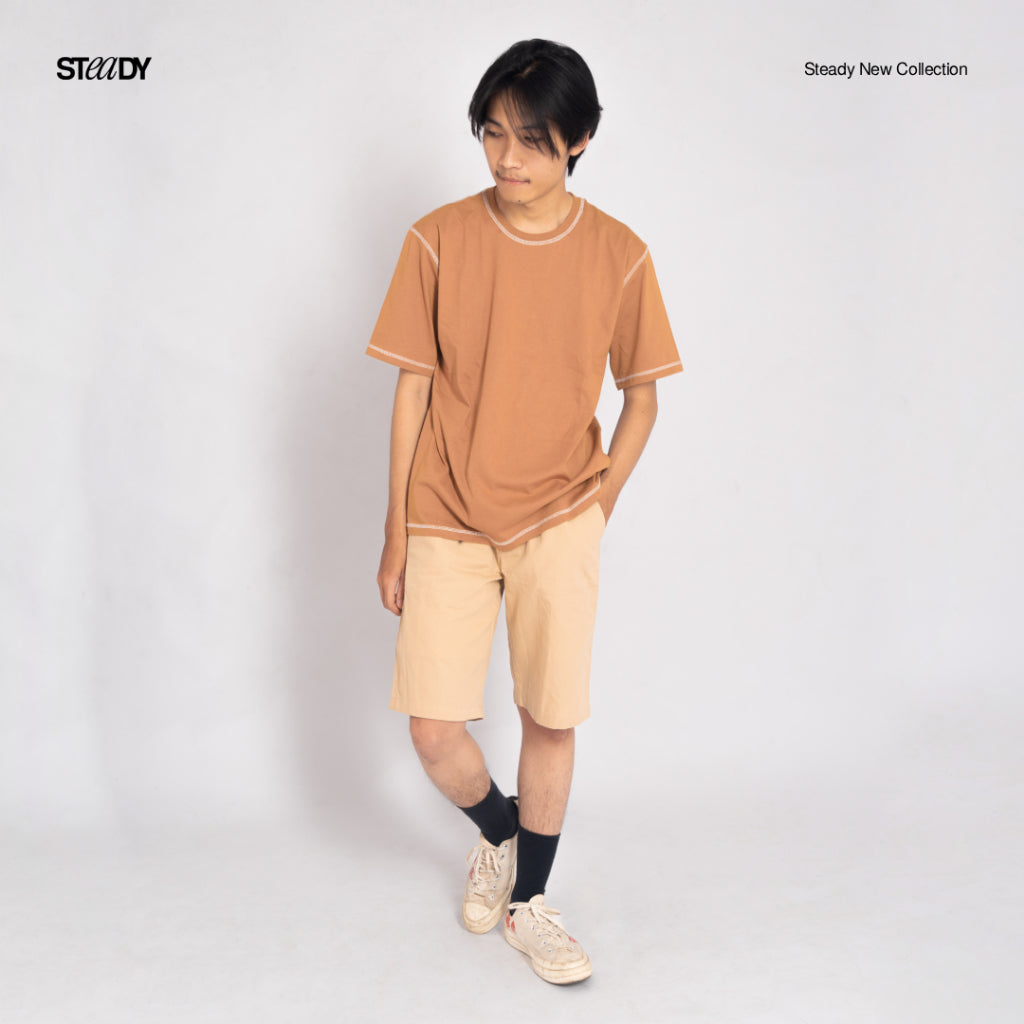 Luke Contrast Stitch Oversized T-Shirt - Brown