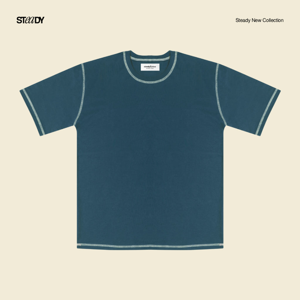 Luke Contrast Stitch Oversized T-Shirt - Atlantic Sea